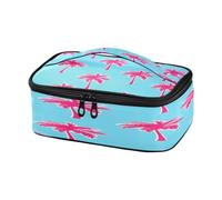 ISAOA Borsa per il pranzo nsulated Lunch Box Portatile Lunch Cooler Bag Lunch Contenitori per alimenti Rosa Plam Sfondo Blu Borsa Spuntino Riutilizzabile