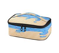 ISAOA Borsa per il pranzo nsulated Lunch Box Portatile Lunch Cooler Bag Lunch Contenitori per alimenti Blu Giallo Crema Waffle riutilizzabile Snack Bag