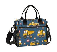 ISAOA Borsa termica per il pranzo a forma di trattore con camion giallo, per donne, uomini e adulti, borsa termica per viaggi, ufficio, picnic, escursionismo, spiaggia