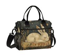ISAOA Borsa termica per il pranzo con illustrazione di coniglio addormentato, per donne, uomini e adulti, borsa termica per viaggi, ufficio, picnic, escursionismo, spiaggia