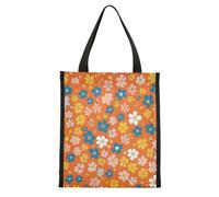 ISAOA Borsa termica per il pranzo con motivo a piccoli fiori colorati, per donne e uomini, robusta borsa per il pranzo pieghevole e ampia, resistente all'acqua, per bambini