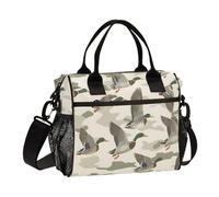 ISAOA Borsa termica per il pranzo, motivo anatra selvatica, con sfondo mimetico, per donne, uomini, adulti, borsa termica per viaggi, ufficio, picnic, escursionismo, spiaggia