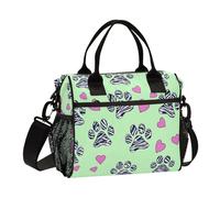 ISAOA Borsa termica per il pranzo, motivo con impronte d'amore, per donne, uomini e adulti, borsa termica per viaggi, ufficio, picnic, escursionismo, spiaggia