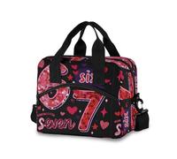 ISAOA Borsa termica termica per il pranzo, organizer da spiaggia, per ufficio, lavoro, picnic, escursionismo, Six Seven Love, con tracolla regolabile
