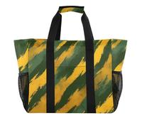 ISAOA Borse da spiaggia da donna con motivo a strisce di tigre gialle verdi grandi borse da spiaggia impermeabile borsa da viaggio piscina yoga infermiera shopping bag