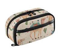 ISAOA Cacute - Astuccio con motivo cammello con cactusctus in PVC trasparente, impermeabile, con cerniera, organizer con divisore in PE, grande capacità, per scuola e ufficio