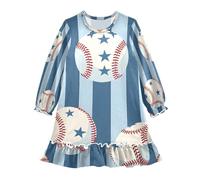 ISAOA Camicia da notte da notte leggera camicia da notte morbida pigiama vestito per 3-10 anni baseball sfondo blu, Multi, 4 anni