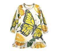 ISAOA Camicia da notte da notte leggera camicia da notte morbida pigiama vestito per 3-10 anni farfalla limone semplice, Multi, 4 anni
