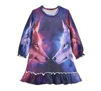 ISAOA Camicia da notte da notte leggera e morbida camicia da notte per 3-10 anni con faccia di due lupi, Multi, 3 anni