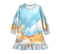 ISAOA Camicia da notte da notte leggera e morbida camicia da notte per 3-10 anni giraffa che dorme tra le nuvole, Multi, 9-10 Years