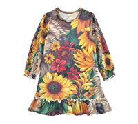 ISAOA Camicia da notte da notte leggera e morbida camicia da notte per 3-10 anni girasoli lupi, Multi, 3 anni