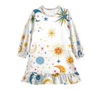 ISAOA Camicia da notte da notte leggera e morbida camicia da notte per 3-10 anni mistici stelle e lune, Multi, 4 anni