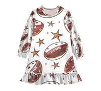 ISAOA Camicia da notte da notte leggera e morbida, per 3-10 anni, senza cuciture, con palline da rugby e stelle, Multi, 3 anni