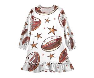 ISAOA Camicia da notte da notte leggera e morbida, per 3-10 anni, senza cuciture, con palline da rugby e stelle, Multi, 3 anni