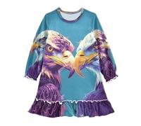 ISAOA Camicia da notte da notte leggera e morbida, pigiama per 3-10 anni, con aquile bianche e dorate, Multi, 4 anni