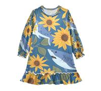 ISAOA Camicia da notte da notte leggera pigiama morbido per 3-10 anni squali, girasole, Multi, 4 anni
