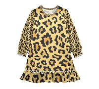 ISAOA Camicia da notte da notte leggera pigiama morbido per 3-10 anni stampa leopardata gialla, Multi, 4 anni