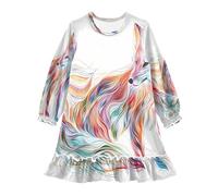 ISAOA Camicia da notte da notte leggera pigiama morbido vestito per 3-10 anni dipinto volpe colorata, Multi, 3 anni