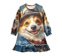 ISAOA Camicia da notte per ragazze, camicia da notte leggera e morbida, pigiama per bambine dai 3 ai 10 anni con cappello Corgi, Multi, 3 anni