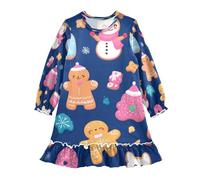ISAOA Camicia da notte per ragazze, camicia da notte leggera e morbida, pigiama per bambine dai 3 ai 10 anni con biscotti alla cannella, pupazzo di neve, renna, Multi, 4 anni
