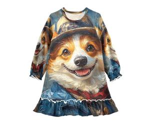 ISAOA Camicia da notte per ragazze, camicia da notte leggera e morbida, pigiama per bambine dai 3 ai 10 anni con cappello Corgi, Multi, 3 anni