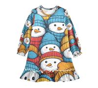 ISAOA Camicia da notte per ragazze, camicia da notte leggera, morbida, pigiama per bambine dai 3 ai 10 anni con cappello colorato con pupazzo di neve, Multi, 4 anni