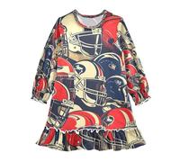 ISAOA Camicia da notte per ragazze, camicia da notte leggera, morbida, pigiama per bambine dai 3 ai 10 anni con cappello da football americano, Multi, 5-6 Years