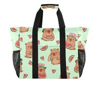 ISAOA Capybara - Borsa da spiaggia da donna, con motivo anguria, grande, impermeabile, da viaggio, piscina, yoga, infermiera, shopping