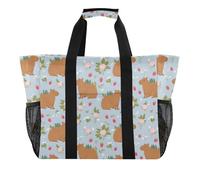 ISAOA Capybara - Borsa da spiaggia da donna, con motivo floreale, grande, impermeabile, da viaggio, piscina, yoga, infermiera, shopping