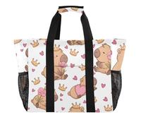 ISAOA Capybara - Borsa da spiaggia da donna, grande, impermeabile, con motivo a corona, con cuore, da viaggio, piscina, yoga, infermiera, shopping