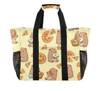 ISAOA Capybara - Borsa da spiaggia da donna, grande, impermeabile, con motivo pizza, da viaggio, piscina, yoga, infermiera, shopping