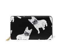 ISAOA Carino Bulldog Sealess modello portafoglio in pelle nera, borsa multifunzione con cerniera, borsa porta carte di grande capacità, 19 cm, #01, Taglia unica, alla moda