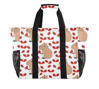 ISAOA Carino Capybara Animal Strawberry Beach Bags per le Donne Grande Impermeabile Spiaggia Tote Bag Viaggi Piscina Yoga Infermiera Shopping Tote Bag