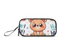 ISAOA Carino cartone animato Happy Bear grande capacità astuccio 3 scomparti astuccio portatile grande scatola portamatite per adolescenti ragazzi ragazze adulti studenti, Carino Cartoon Happy Bear