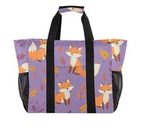 ISAOA Carino Fox Autunno Foglie Borse da Spiaggia per le Donne Grande Impermeabile Beach Tote Bag Viaggi Piscina Yoga Infermiera