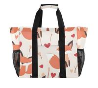 ISAOA Carino Fox Love Pattern Beach Bags per le donne Grande Impermeabile Spiaggia Tote Bag Viaggi Piscina Yoga Infermiera Shopping Tote Bag