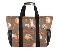 ISAOA Carino Fox zucca fungo borse da spiaggia per le donne grande impermeabile spiaggia tote bag viaggio piscina yoga infermiera shopping bag