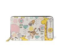 ISAOA Carino giraffa scimmia fiore portafoglio in pelle, borsa multifunzione con cerniera, borsa porta carte di grande capacità, 19 cm, #01, Taglia unica, alla moda