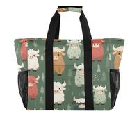 ISAOA Carton Yak Pattern Borse da spiaggia per le donne Grande Impermeabile Beach Tote Bag Viaggi Piscina Yoga Infermiera Shopping Tote Bag