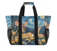 ISAOA Cervi sdraiati cielo stellato borse da spiaggia per le donne grande borsa impermeabile da spiaggia borsa da viaggio piscina yoga infermiera shopping bag