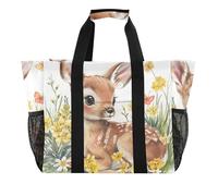 ISAOA Cervo sdraiato nei fiori borse da spiaggia per le donne grande borsa impermeabile da spiaggia borsa da viaggio piscina yoga infermiera shopping tote bag