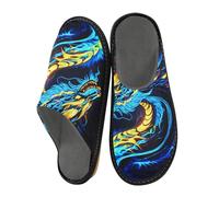 ISAOA Ciabatte da donna e da uomo, antiscivolo, calde, per interni ed esterni, 34-35, Drago Neon Blu Giallo, 38/39 EU