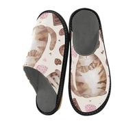 ISAOA Cioccolato Fat Cat House Pantofole per donne e uomini, pantofole antiscivolo calde pantofole per interni ed esterni, 34-35, Gatto grasso al cioccolato, 44.5/45 EU