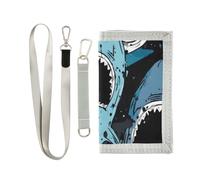 ISAOA Cool Sharks Pattern - Portafogli per bambini per ragazzi e ragazze, portafoglio a tre ante con tasca portamonete con cerniera e porta carte, portafoglio novità per regali di compleanno per