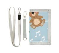 ISAOA Cute Bears Daisy Music Notes Portafogli per bambini per ragazzi e ragazze, portafoglio a tre ante con tasca portamonete con cerniera e porta carte, portafoglio novità per regali di compleanno