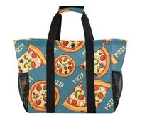 ISAOA Deliziosa borsa da spiaggia con motivo a pizza, da donna, grande, impermeabile, da viaggio, piscina, yoga, infermiera, shopping