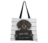 ISAOA Divertente borsa tote da donna con bassotto grande, borsa a tracolla pieghevole, impermeabile, casual, leggera, per viaggi, spiaggia, palestra, lavoro, scuola, #01, Taglia unica
