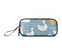 ISAOA Duck and Cloud and Sun - Astuccio grande con 3 scomparti, portatile, grande, per adolescenti, ragazzi, ragazze, adulti, studenti, Anatra e Nube e Sole, Taglia unica, Organizer per borse