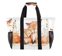 ISAOA Due borse da spiaggia con foglie di volpe acquerello per le donne grande borsa da spiaggia impermeabile borsa da viaggio piscina yoga infermiera shopping bag