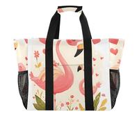 ISAOA Due borse da spiaggia da donna con fenicottero a forma di cuore grande borsa da spiaggia impermeabile borsa da viaggio piscina yoga infermiera shopping bag